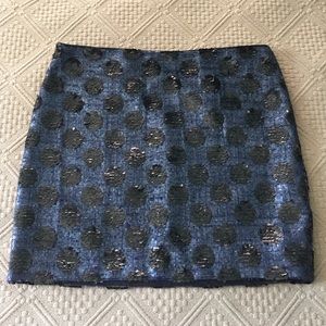 Broadway & Broome navy black dot sequin mini skirt