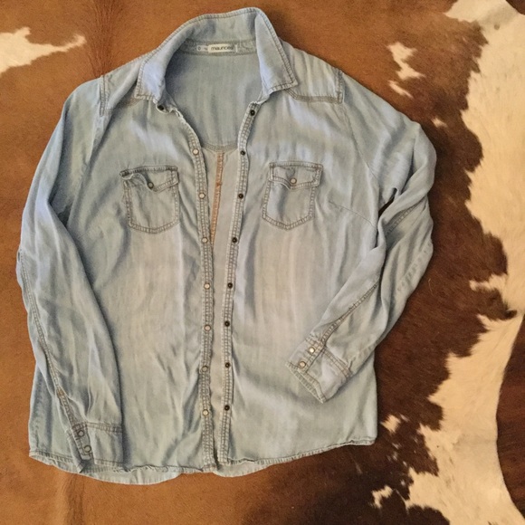 Oversized denim shirt