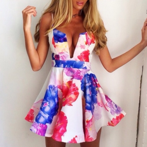 Deep v floral dress