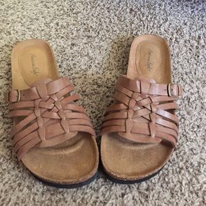 Slide on brown sandals