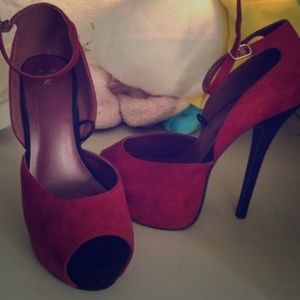 Burgundy and black heels