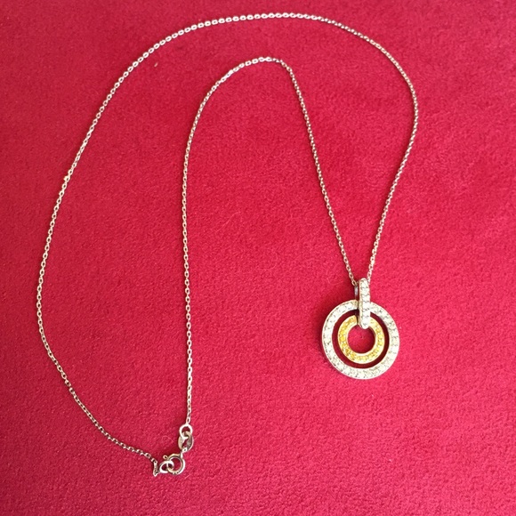 Yellow & white diamond necklace in 14k white gold - Picture 4 of 5