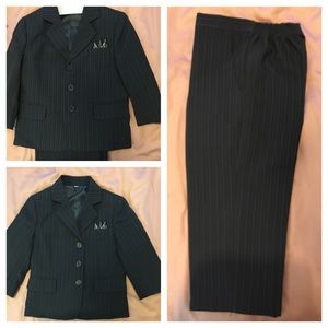 Boys navy blue pinstripe and grey suit.