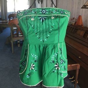 Anthropologie Strapless Green Top - US 10 UK 14