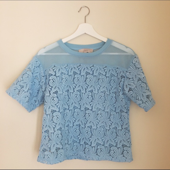 Loft floral jersey top in light blue