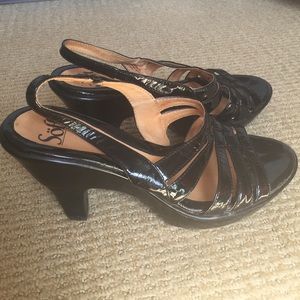 Sofft Black Patent Slingback Heels