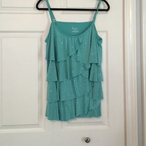 Studded tank with layered fabric