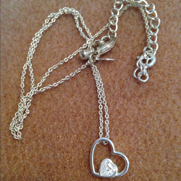 Duo silver tone heart necklace