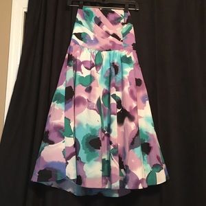 Floral strapless cocktail dress