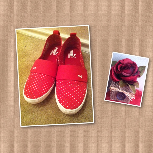 Puma Eco Lite Red and White Polka Dot Shoe