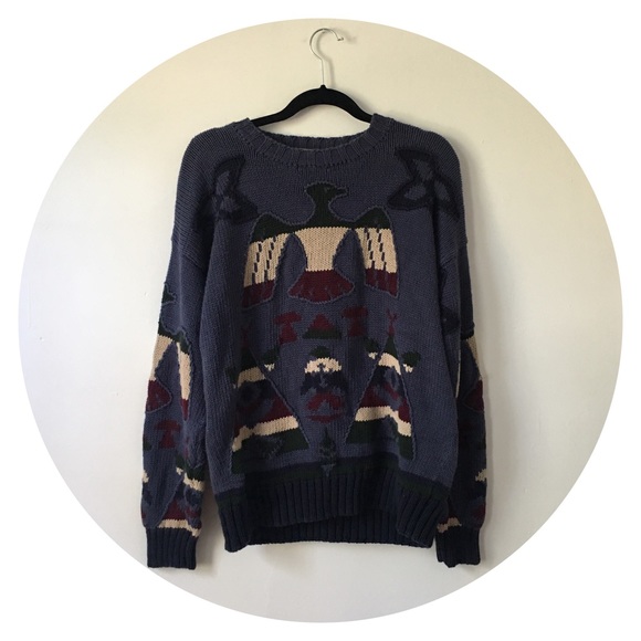 Vintage Thunderbird & Tee Pee Knit Sweater