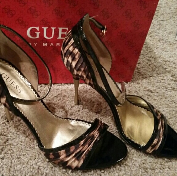 Guess leopard gold heels size 8