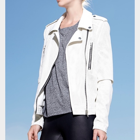 Perforated White Leather Jacket