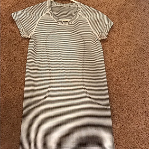 lululemon athletica Tops - Lululemon white and black striped swiftly tech