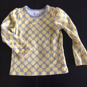 Long sleeve yellow and grey polka dot Tshirt