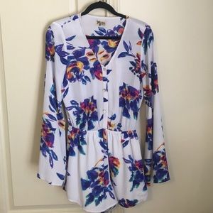 Mumu Red Rocks Romper in Petal Paint (size medium)