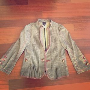 Adorable Pleated Denim Bolero Jacket