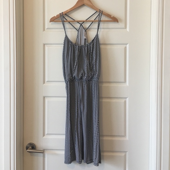 Black & white striped casual Loft dress