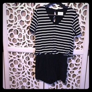 Anthropologie "Static Stripe" Elevenses Romper