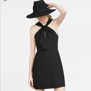 Knotted halter skater dress with lace back