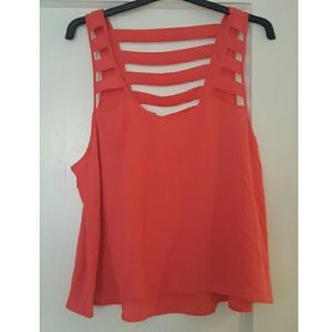 Salmon Strappy Flowing Tank