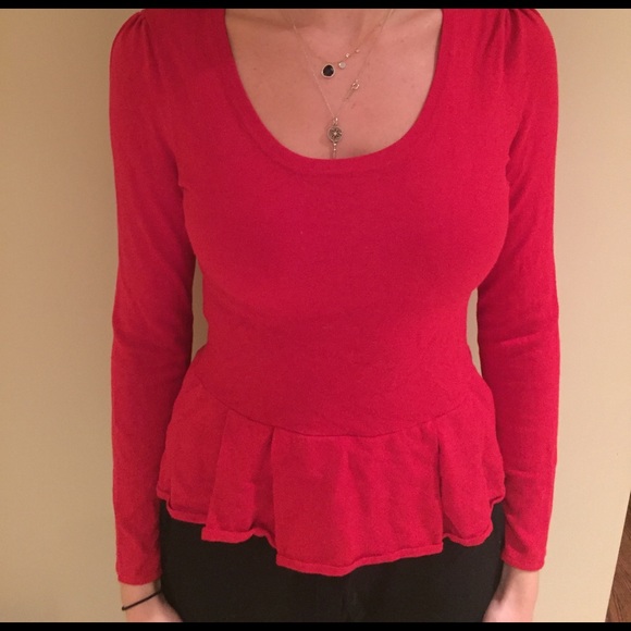 Red peplum sweater - Picture 3 of 3