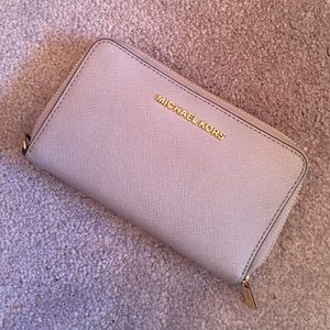 Michael Kors Leather Zip-Around Wallet in Lavender