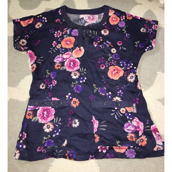 Floral Koi Scrub Top