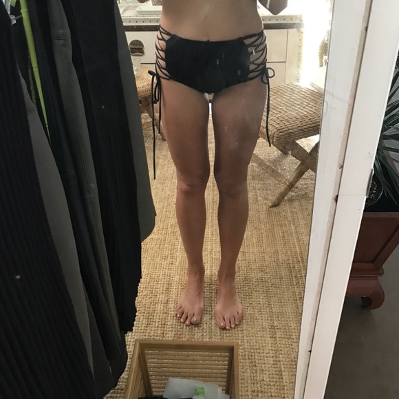 Mara Hoffman black high waisted bikini bottoms, sm