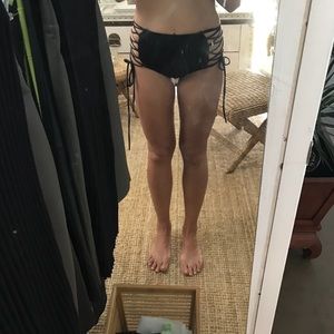Mara Hoffman black high waisted bikini bottoms, sm