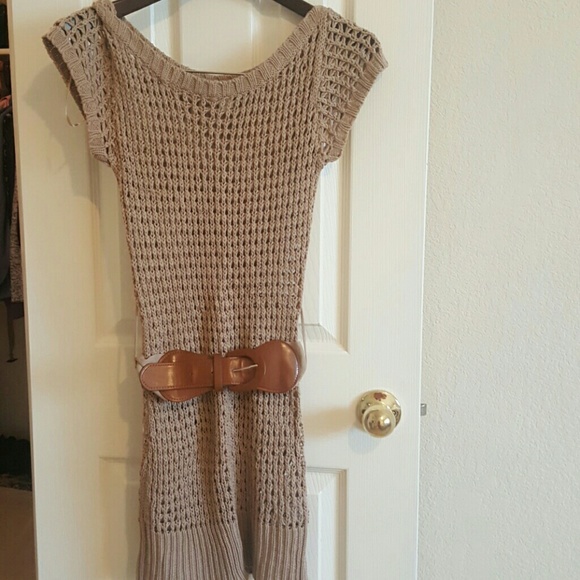 Knit sweater dress with stylish  belt
