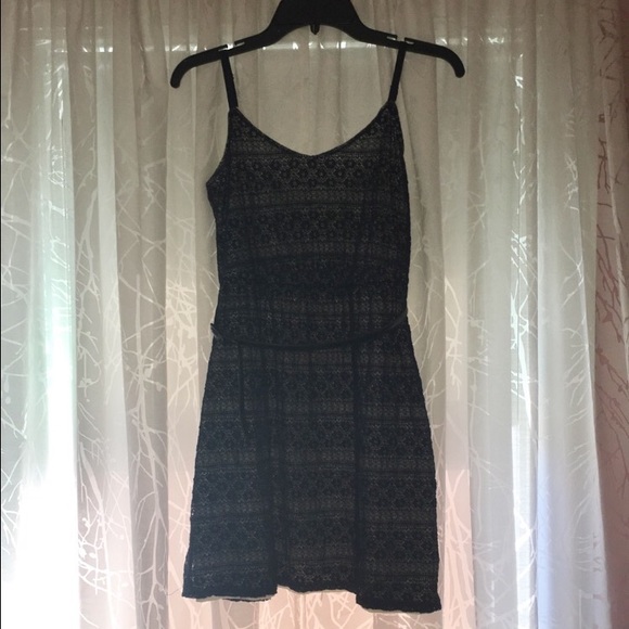 Navy Blue Lace Dress w/ Belt