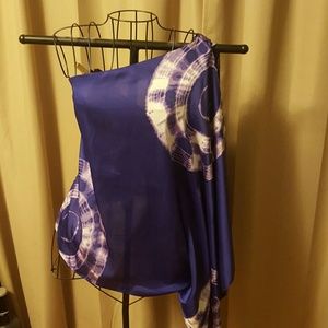 One shoulder purple silky top