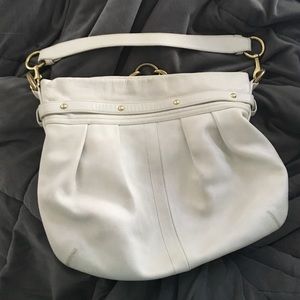 Coach Parchment White Pleated Belted trigger snap