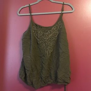 An olive green tank top