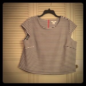 Blue and white striped crop top Sz 18/20