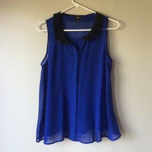 MOSSIMO brand lace collar tank in Royal blue