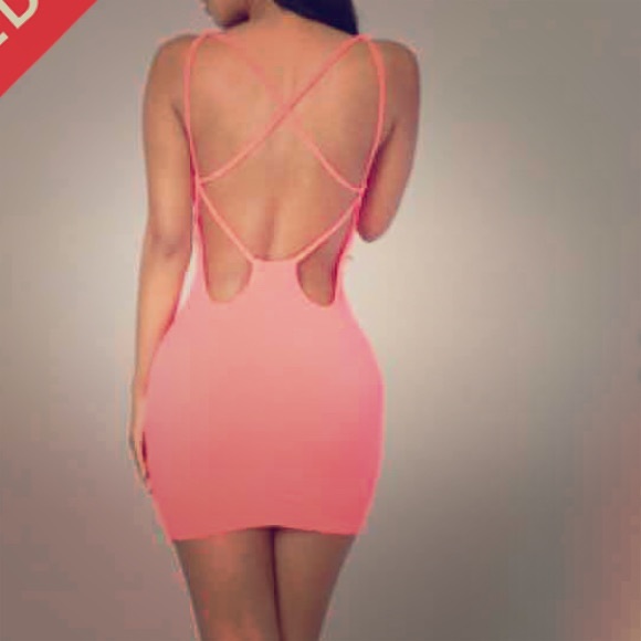 NEW neon pink mini backless dress