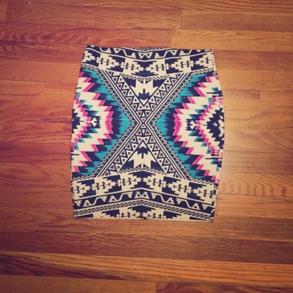 Tribal print pencil skirt
