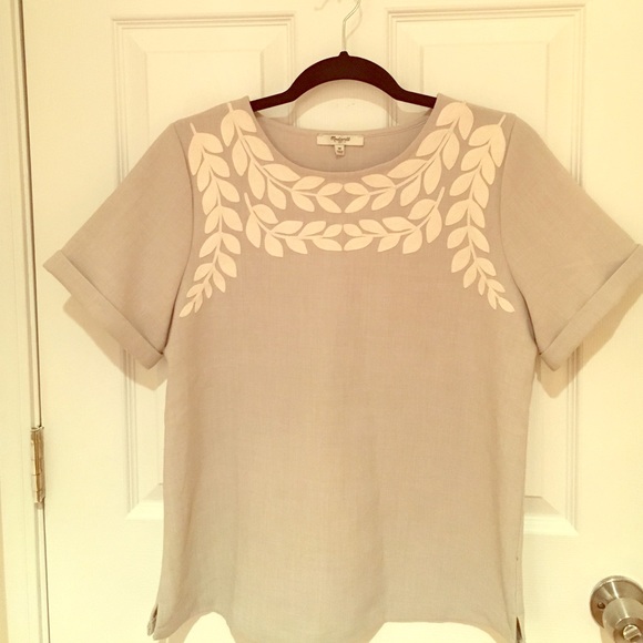 Light gray Madewell top with knit detail