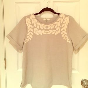 Light gray Madewell top with knit detail
