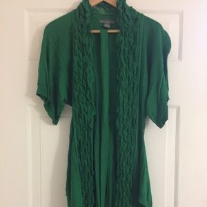Anthropologie long green cardigan/duster Size S.
