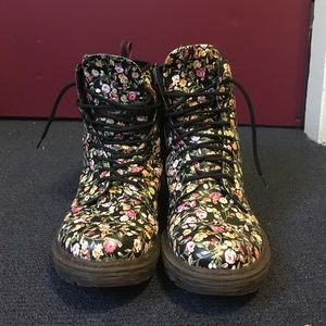 Floral military boots