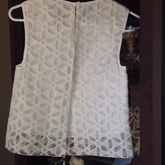 White Midi Top with Sheer Patterned Overlay