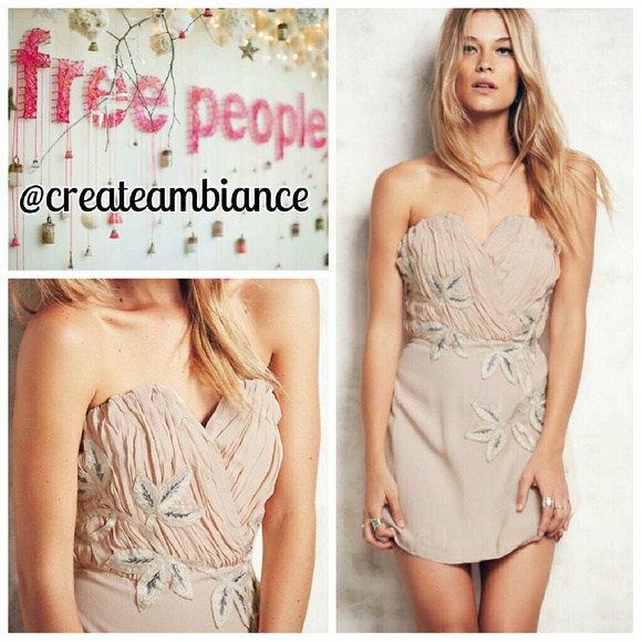 Free People Strapless Chiffon Mini Dress
