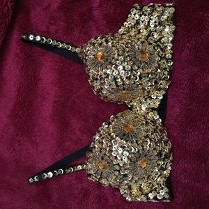 Gold rave bra