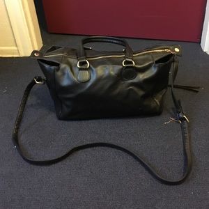 Black faux leather purse