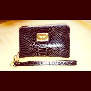 MICHAEL KORS Black Python Wristlet
