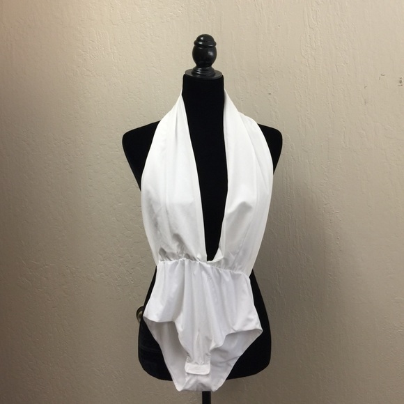🆕 White Bodysuit, Halter Top, No Back!