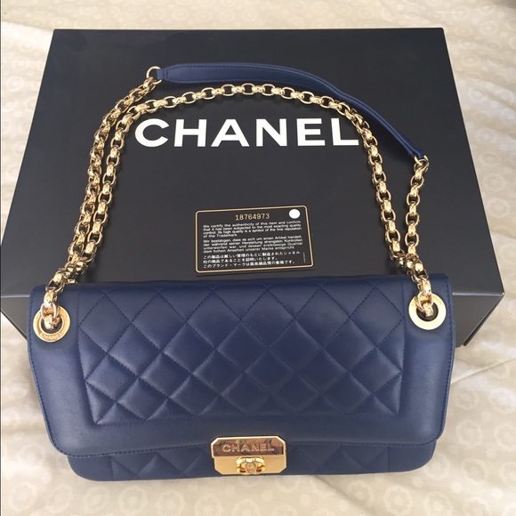 One of a kind navy blue authentic Chanel bag.